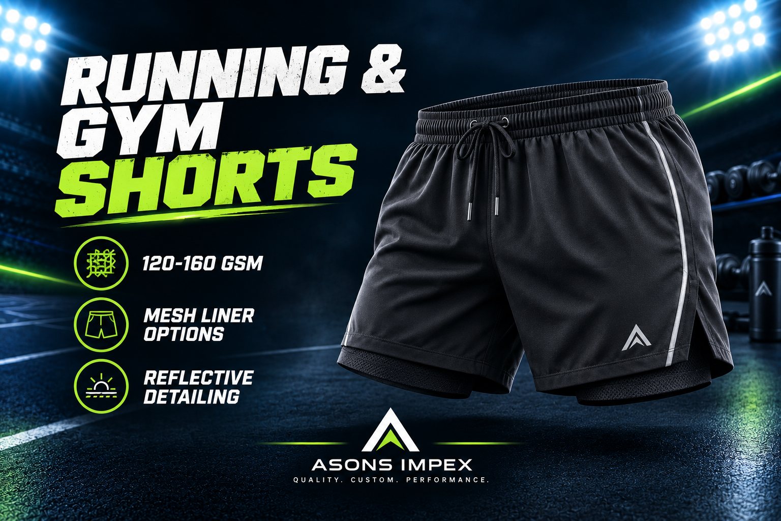 Custom running and gym shorts manufacturer guide covering fabric weight and liners