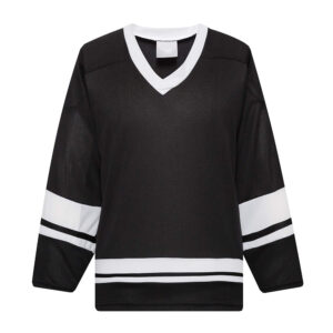 Blank black and white ice hockey jersey template ready for custom team logo and colors